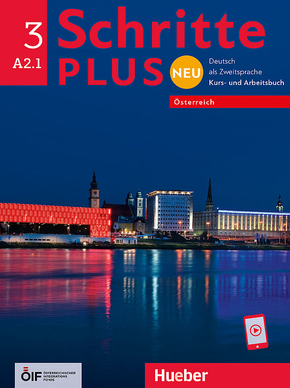 Coverbild des Kurs- und Arbeitsbuches Schritte Plus neu 3 für die Niveaustufe A2.