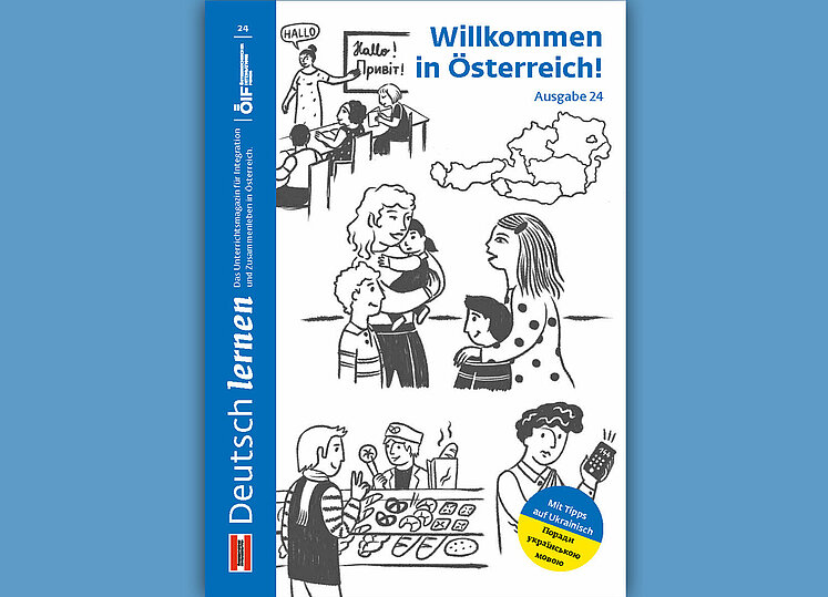 Coverbild der Ausgabe 24 des Unterrichtsmagazins Deutsch lernen mit dem Titel „Willkommen in Österreich“.