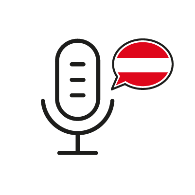 Icon Mikrofon mit österreichischer Flagge