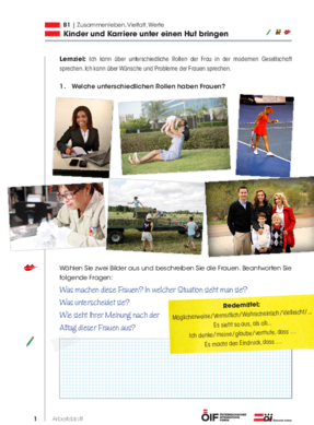 Eine Einheit mit Schwerpunkt Österreich mit dem Titel  " Kinder und Karriere unter einen Hut bringen" für die Niveaustufe B1