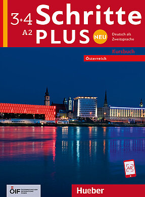 Coverbild des Kursbuches Schritte Plus neu 3+4 für die Niveaustufe A2.