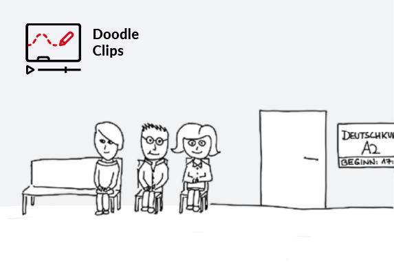 Coverbild zu Doodle-Lernclips stellt einen Warteraum in einer Ordination dar.
